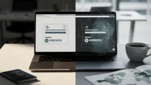 Comparaison visuelle de la hausse des prix d'un billet d'avion entre deux recherches, illustrant l'effet du tracking par cookies