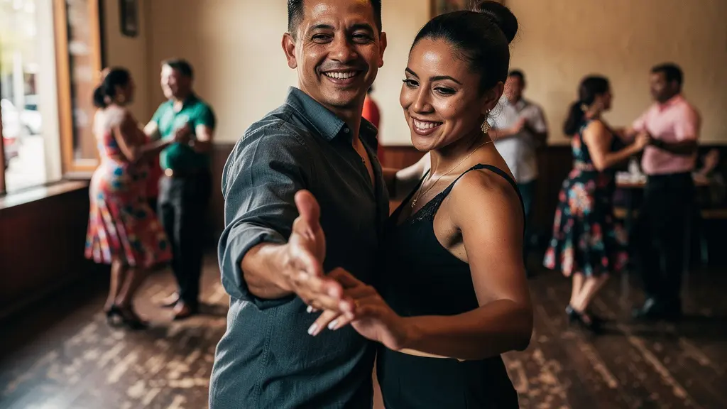 Danseurs de salsa dans une ambiance locale authentique montrant les interactions sociales