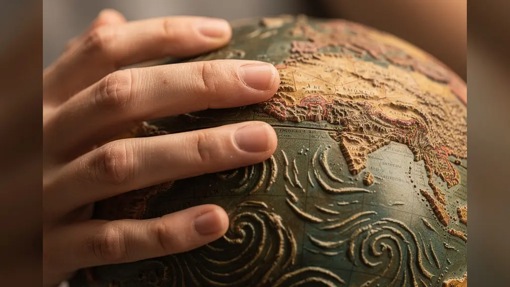 Vue macro de mains manipulant une mappemonde, symbolisant la planification d'un voyage sur-mesure