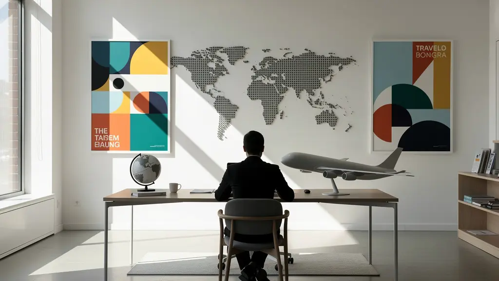 Bureau d'agence de voyage moderne avec client et conseiller en discussion professionnelle