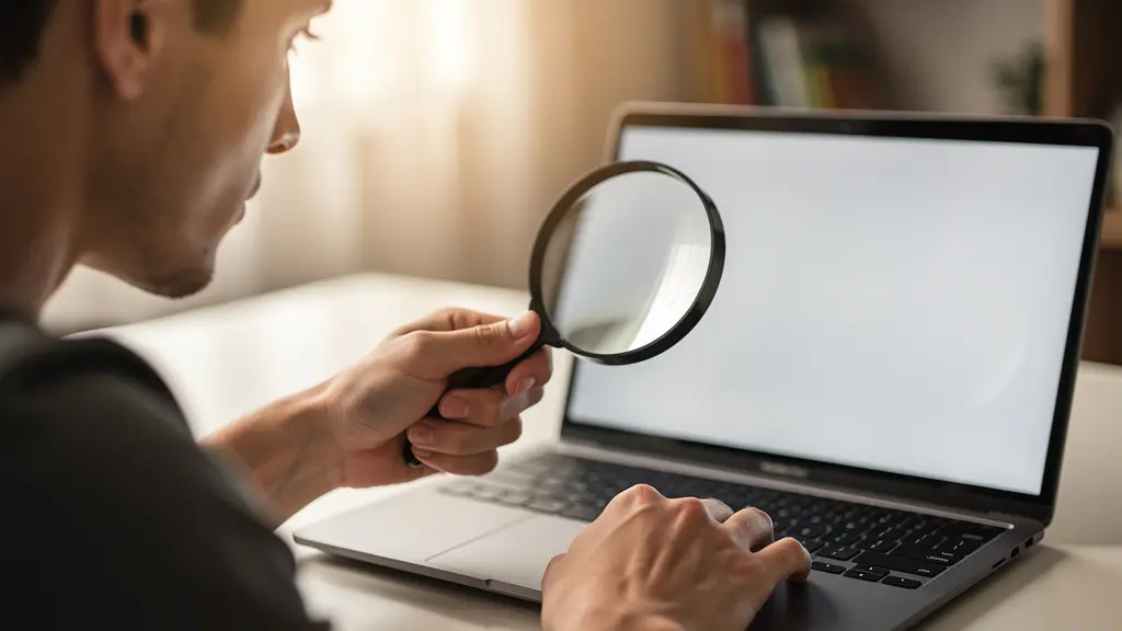 Personne vérifiant les garanties légales d'un site de voyage sur ordinateur portable