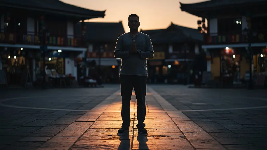 Voyageur adoptant une posture respectueuse dans un village traditionnel
